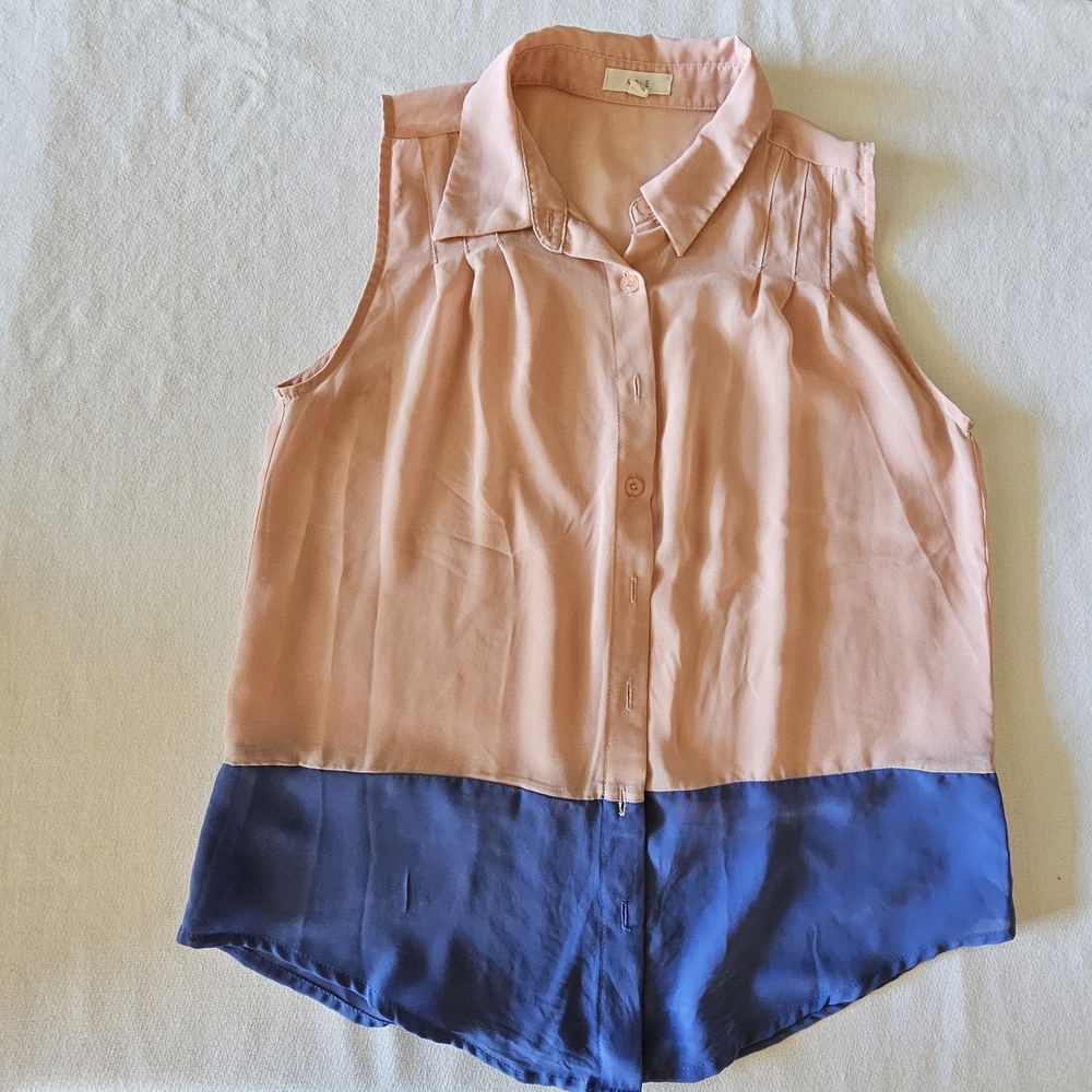 Mine Kids Button Down Shirt - Peach and Blue